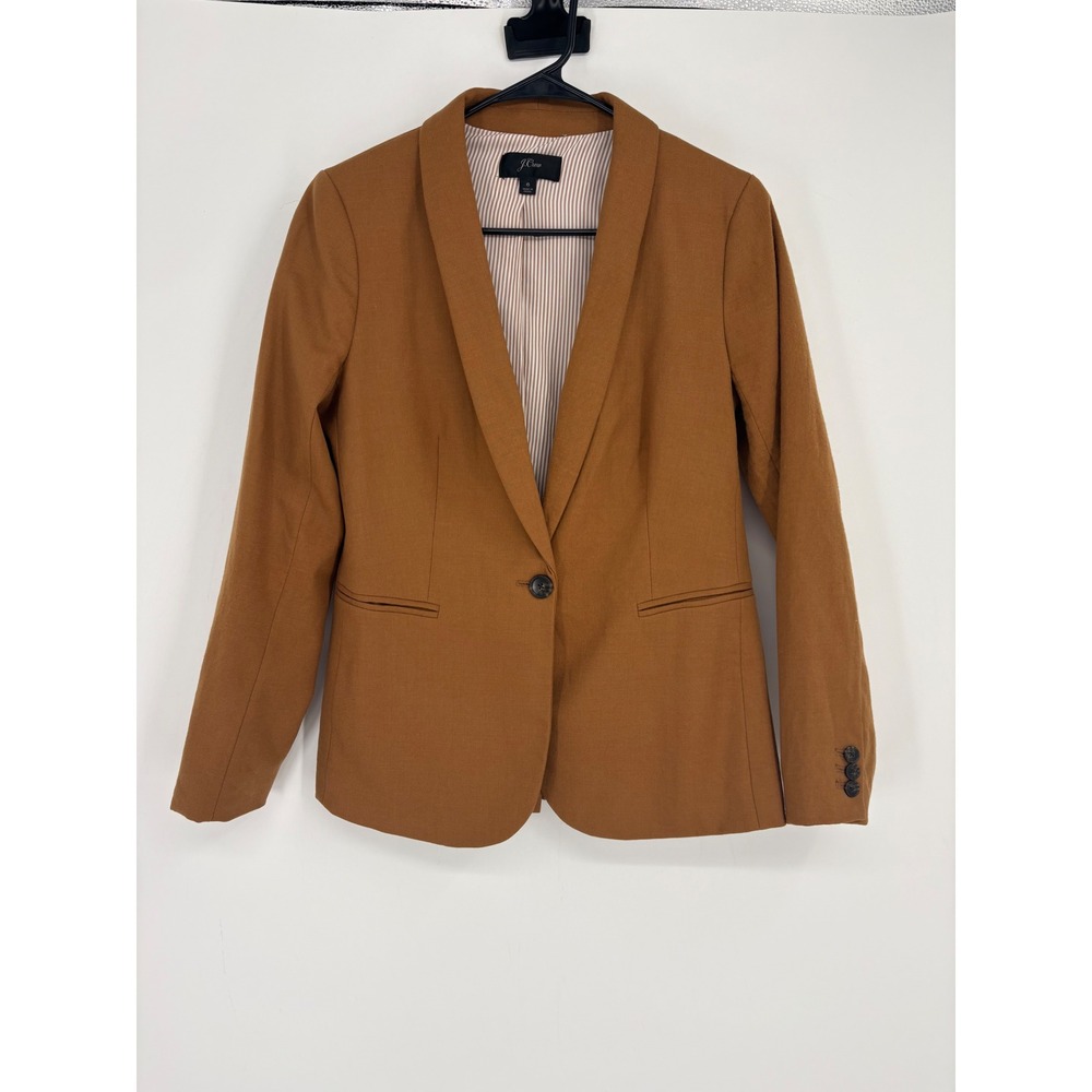 J.Crew Blazer Womens 6 Brown Wool Blend Shawl Collar Single Button Professional
